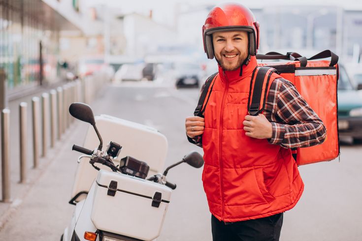 Delivery driver with food